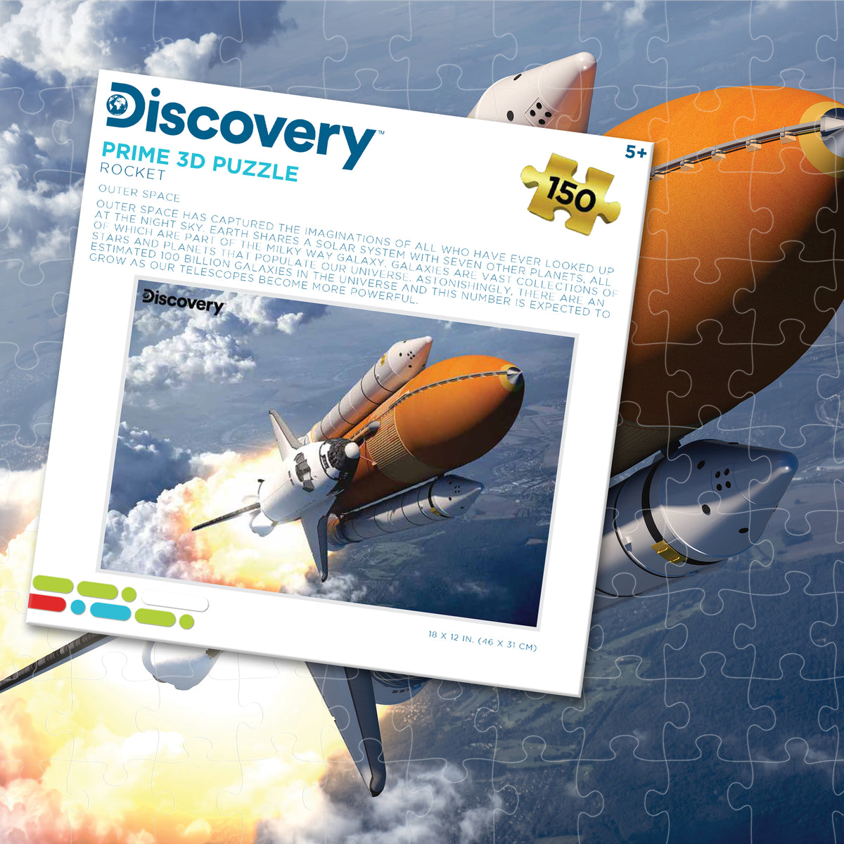 Puzzle 3D Discovery Rocket Prime (150 pièces, 45,7 cm × 30,5 cm) | Houston, nous avons trouvé toutes les pièces ! | 20851