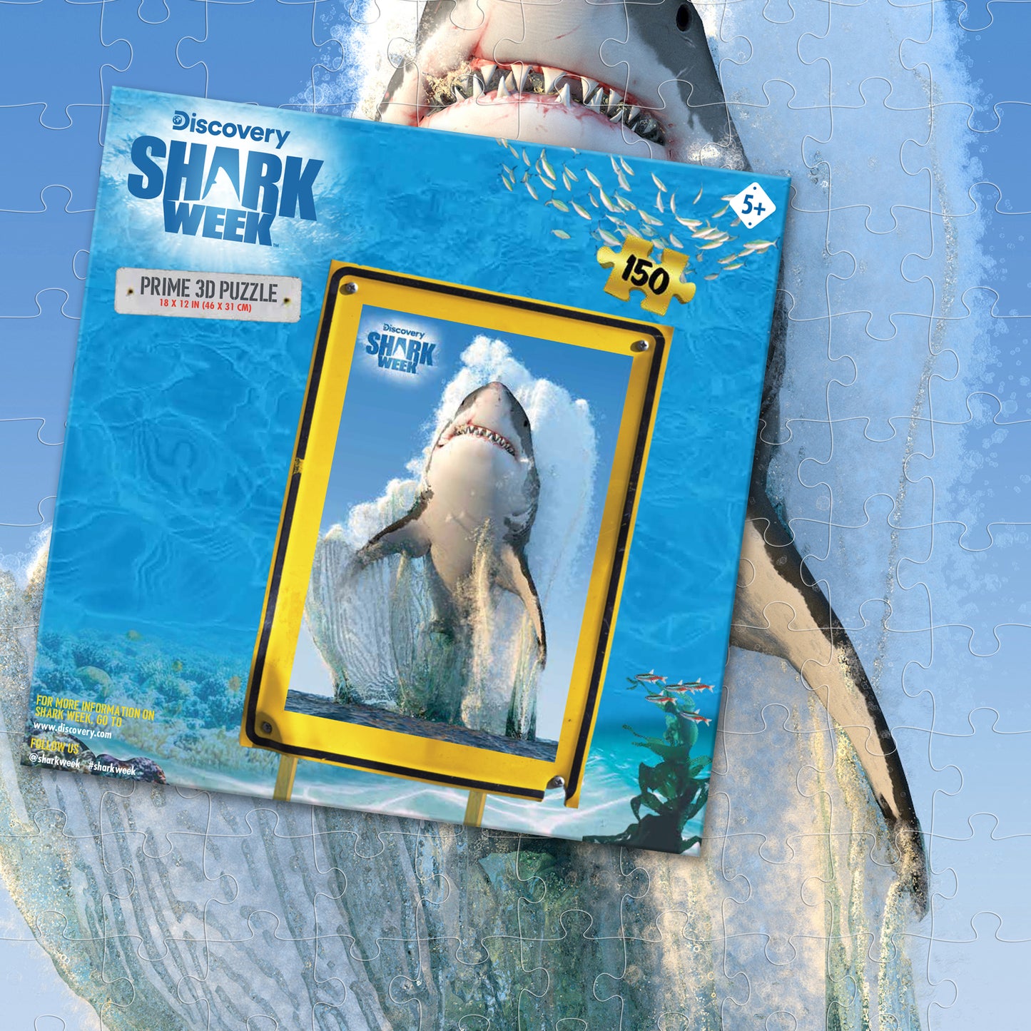 Great White Shark Shark Week 150pc | Prime 3D Jigsaw Puzzle | 18x12" | 20887