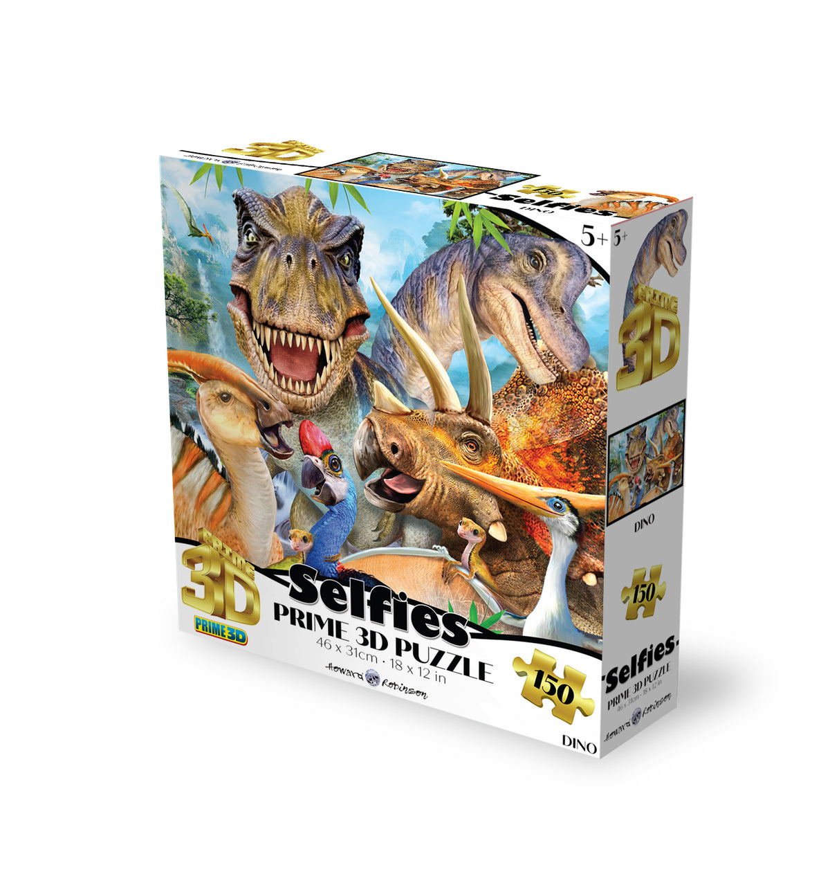 Puzzle Prime3D Howard Robinson « Dinosaur Selfie » (150 pièces, 46 cm × 30 cm) | Dites « Rawr ! » pour la photo. | 20900