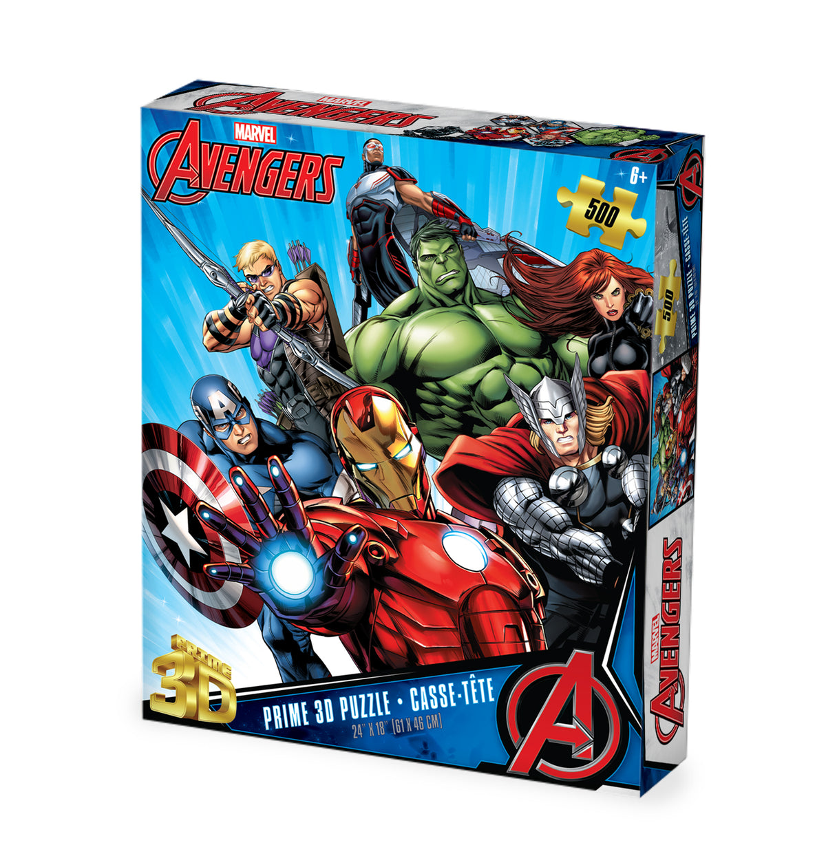 Puzzle Prime3D Marvel Avengers Assemble (500 pièces, 61 cm × 46 cm) | Assemblez. Pièce par pièce. | 32550
