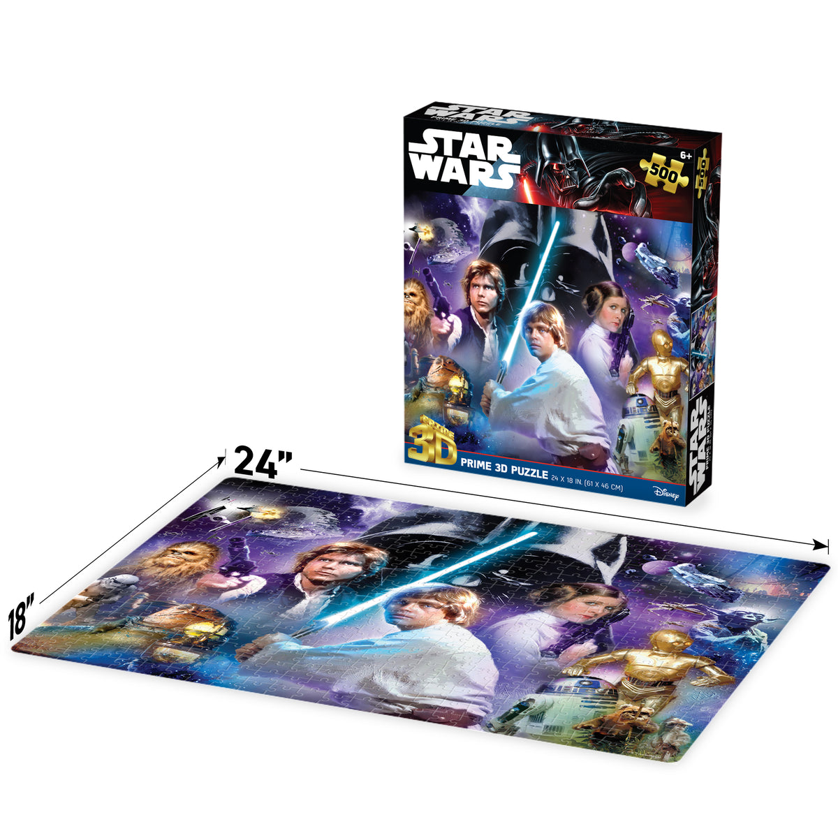 Puzzle 3D lenticulaire Star Wars Luke Skywalker Jedi 500 pièces | Faites corps avec la Force | 61 x 46 cm | 32637