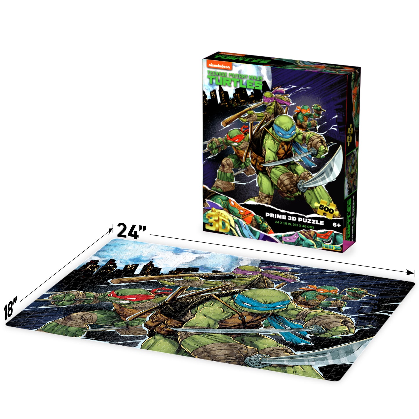 Nickelodeon Teenage Mutant Ninja Turtles 500pc | Prime 3D Lenticular Jigsaw Puzzle | 24x18" | 32721