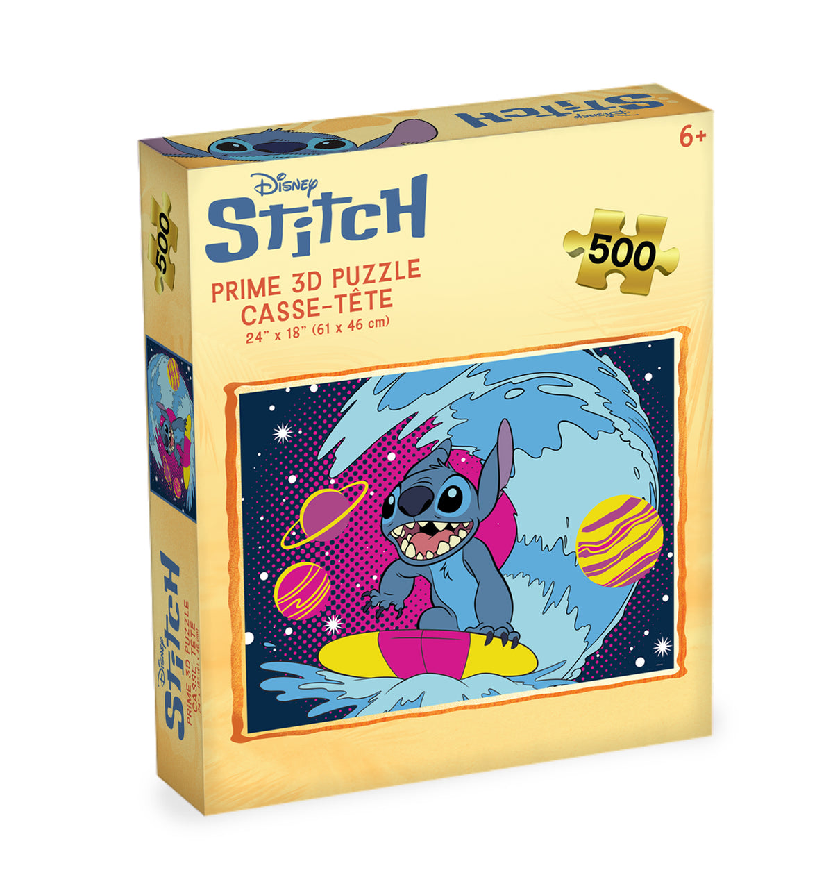 Puzzle 3D lenticulaire Disney Stitch Surf de 500 pièces | Surf's Up, Stitch's Out | 61 x 46 cm | 32817