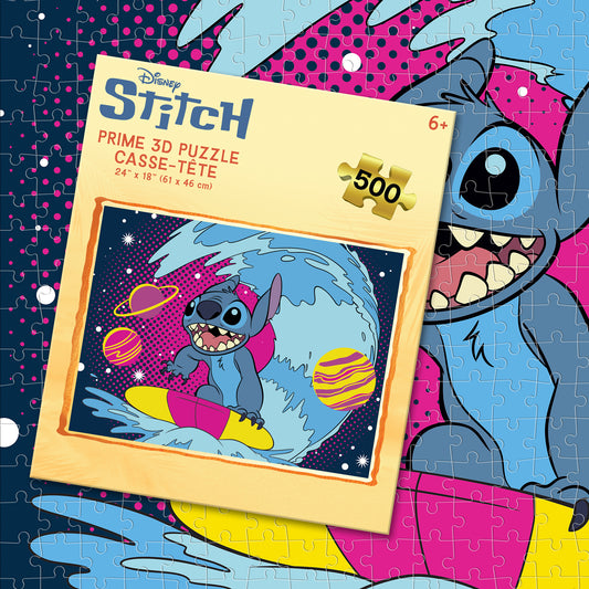 Disney Stitch Surf 500 Piece 3D Lenticular Puzzle | Surf's Up, Stitch's Out | 24x18" | 32817