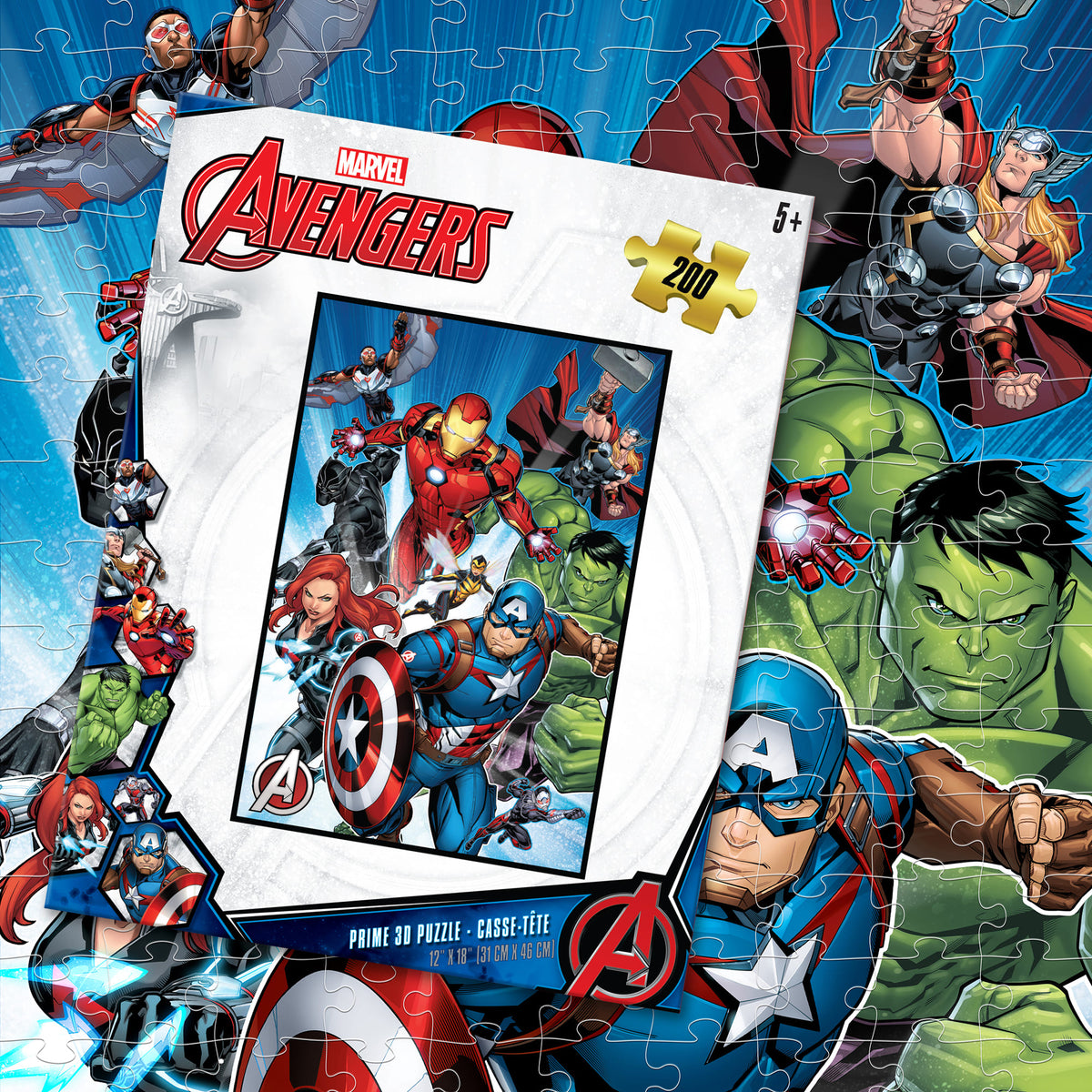 Puzzle 3D Avengers Prime (200 pièces, 45,7 cm × 30,5 cm) | Avengers... Assemblez les pièces ! | 33032
