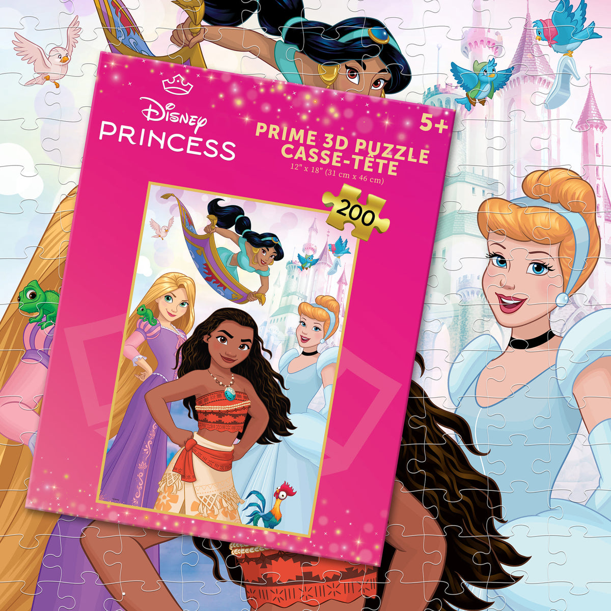 Puzzle Disney Princess Prime3D (200 pièces, 30,5 cm x 45,7 cm) | Chaque histoire de princesse commence par une pièce | 33038
