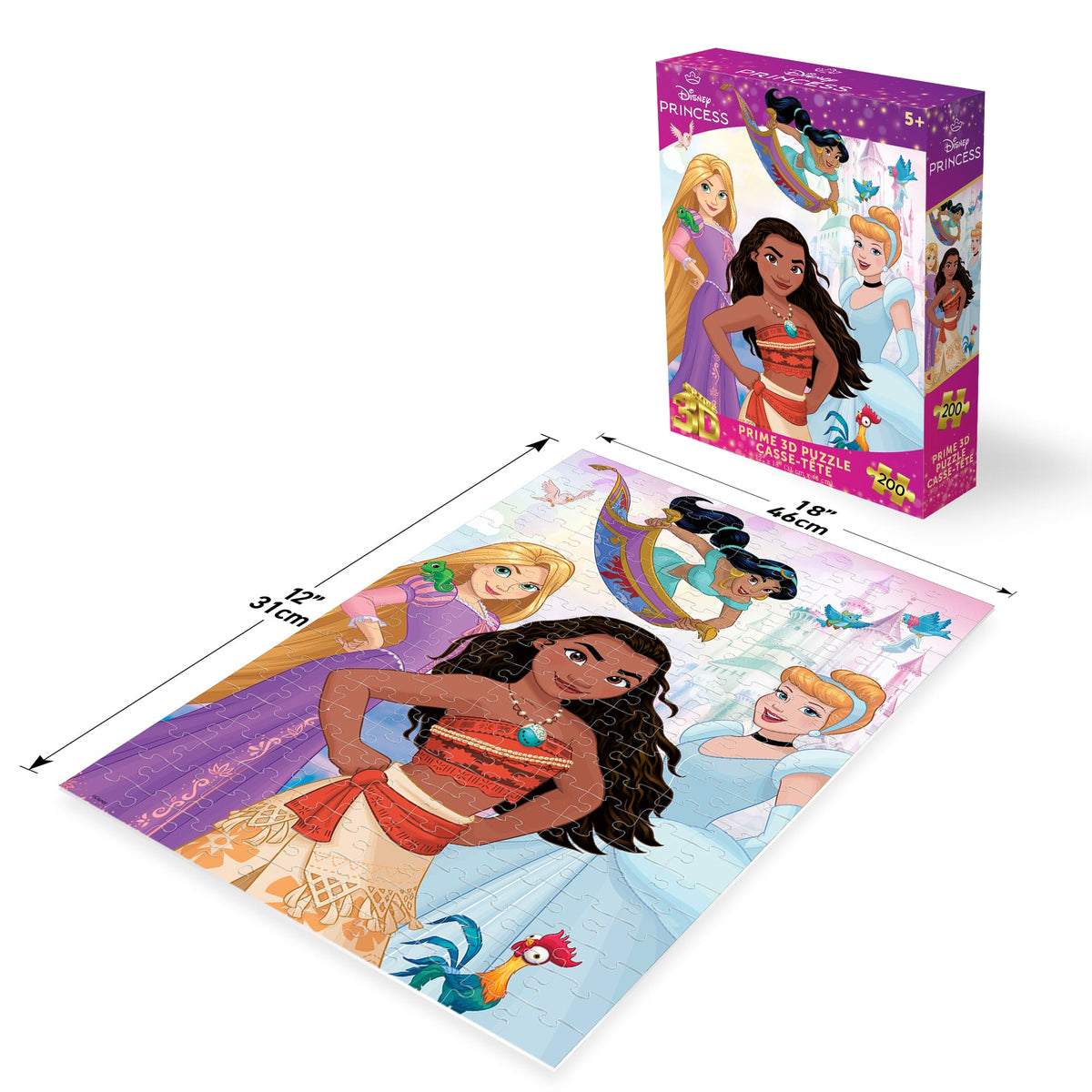 Puzzle Disney Princess Prime3D (200 pièces, 30,5 cm x 45,7 cm) | Chaque histoire de princesse commence par une pièce | 33038
