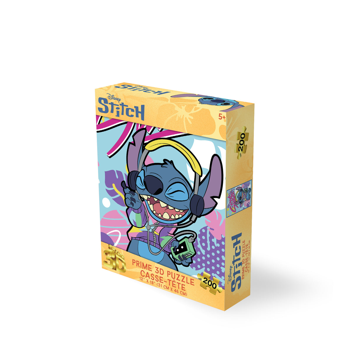Puzzle 3D lenticulaire Disney Stitch Music de 200 pièces | Stitch joue, vous assemblez | Prime3D | 30,5 x 45,7 cm | 33394