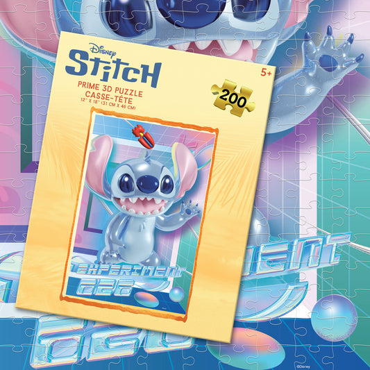 Puzzle 3D lenticulaire Disney Stitch Glow de 200 pièces | Laissez Stitch voler la vedette | Prime3D | 30,5 x 45,7 cm | 33395