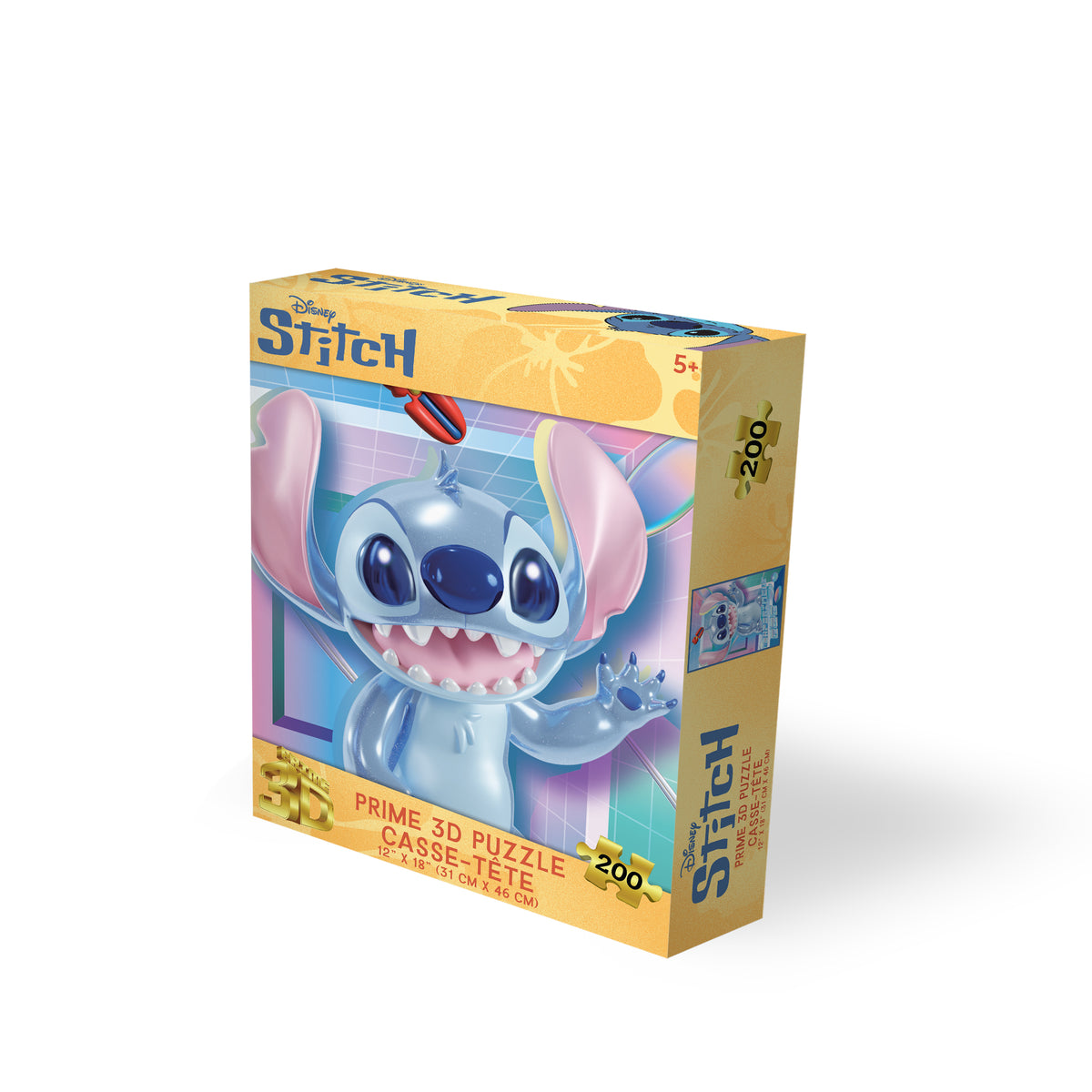 Puzzle 3D lenticulaire Disney Stitch Glow de 200 pièces | Laissez Stitch voler la vedette | Prime3D | 30,5 x 45,7 cm | 33395