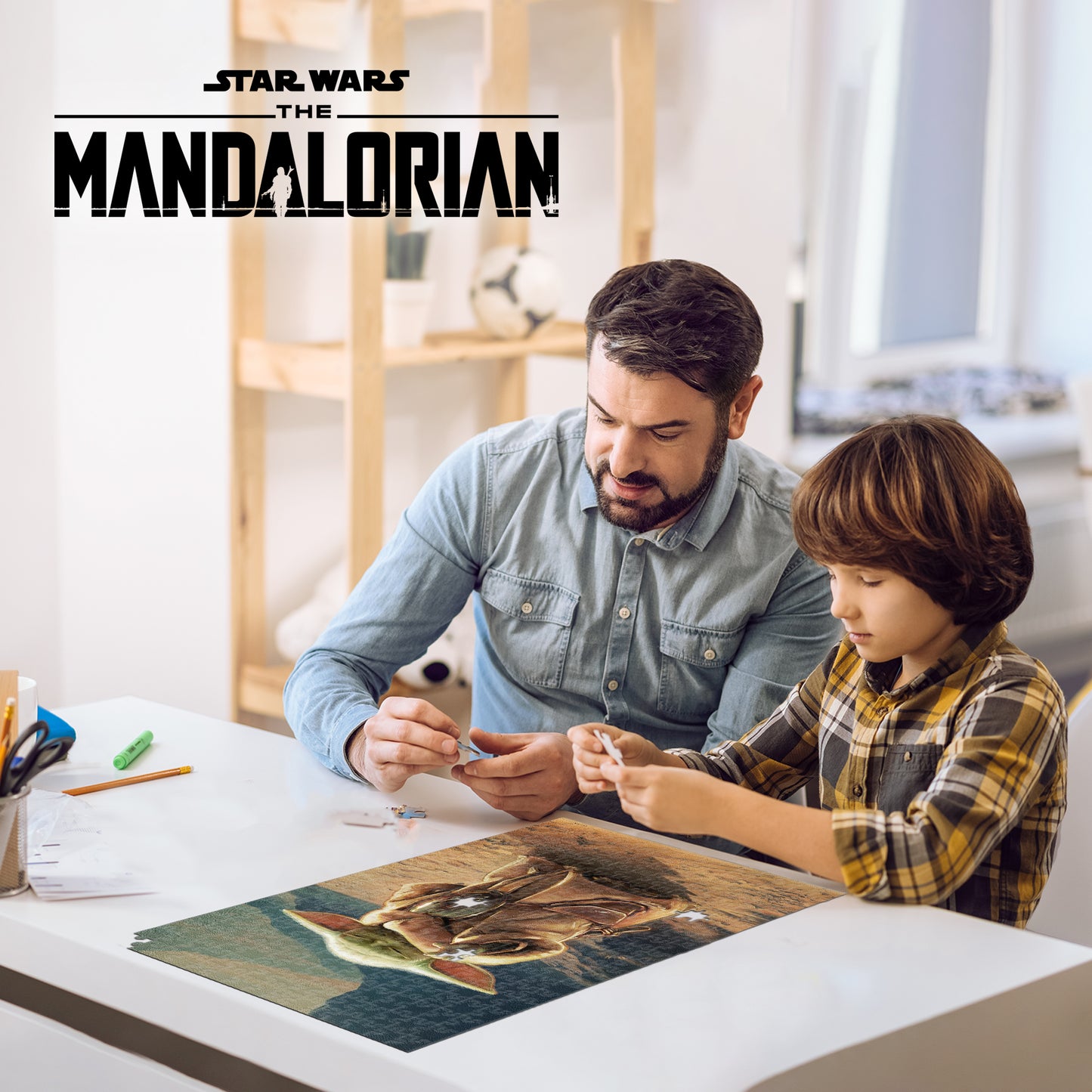 Star Wars The Mandalorian & Grogu 300pc | Collectible Shaped Tin | Prime 3D Lenticular Jigsaw Puzzle | 18x12" | 35766