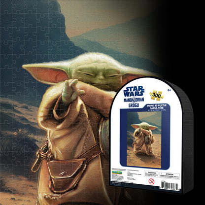 Star Wars The Mandalorian & Grogu 300pc | Collectible Shaped Tin | Prime 3D Lenticular Jigsaw Puzzle | 18x12" | 35766
