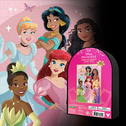 Disney Princess Group Portrait 300pc | Collectible Shaped Tin | Prime 3D Lenticular Jigsaw Puzzle | 18x12" | 35824