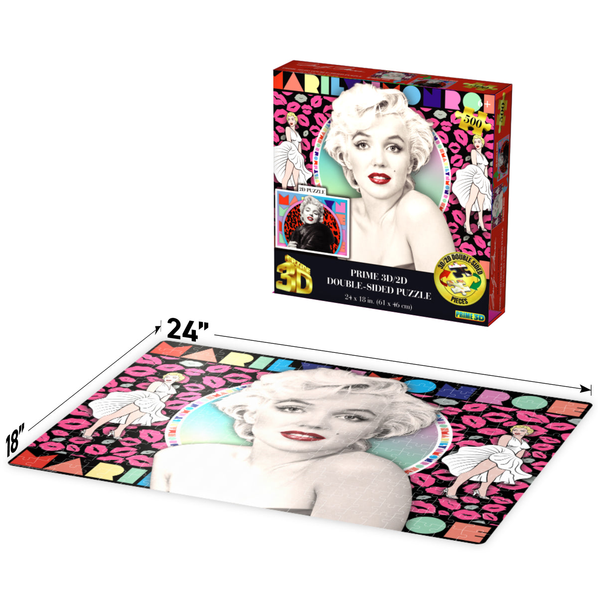 Puzzle 3D lenticulaire Marilyn Monroe de 500 pièces | Célébrez une légende d'Hollywood | 61 x 46 cm | 37520
