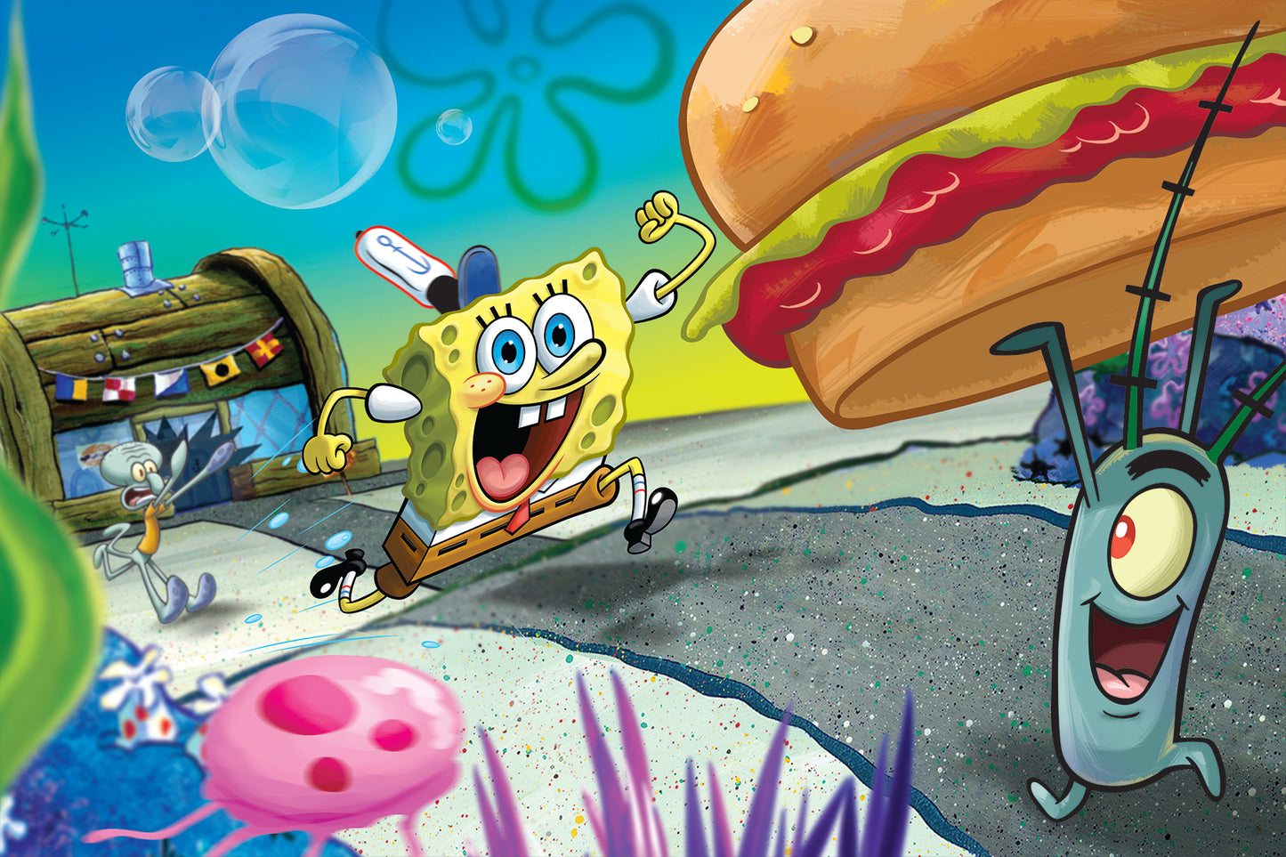 3D/2D Nickelodeon Sponge Bob Square Pants 150pc | Prime 3D Lenticular Jigsaw Puzzle | 18x12" | 37532