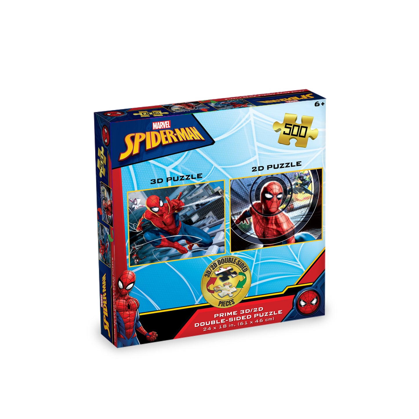 3D/2D Marvel Spider-Man 500pc | Prime 3D Lenticular Puzzle | Thwip It, Snap It, Solve It, Save the City | 24x18" | 37541