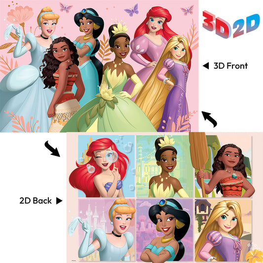 Puzzle 3D lenticulaire Disney Princess 2D/3D de 200 pièces pour enfants | Créez des souvenirs magiques | 30,5 x 45,7 cm | 37550