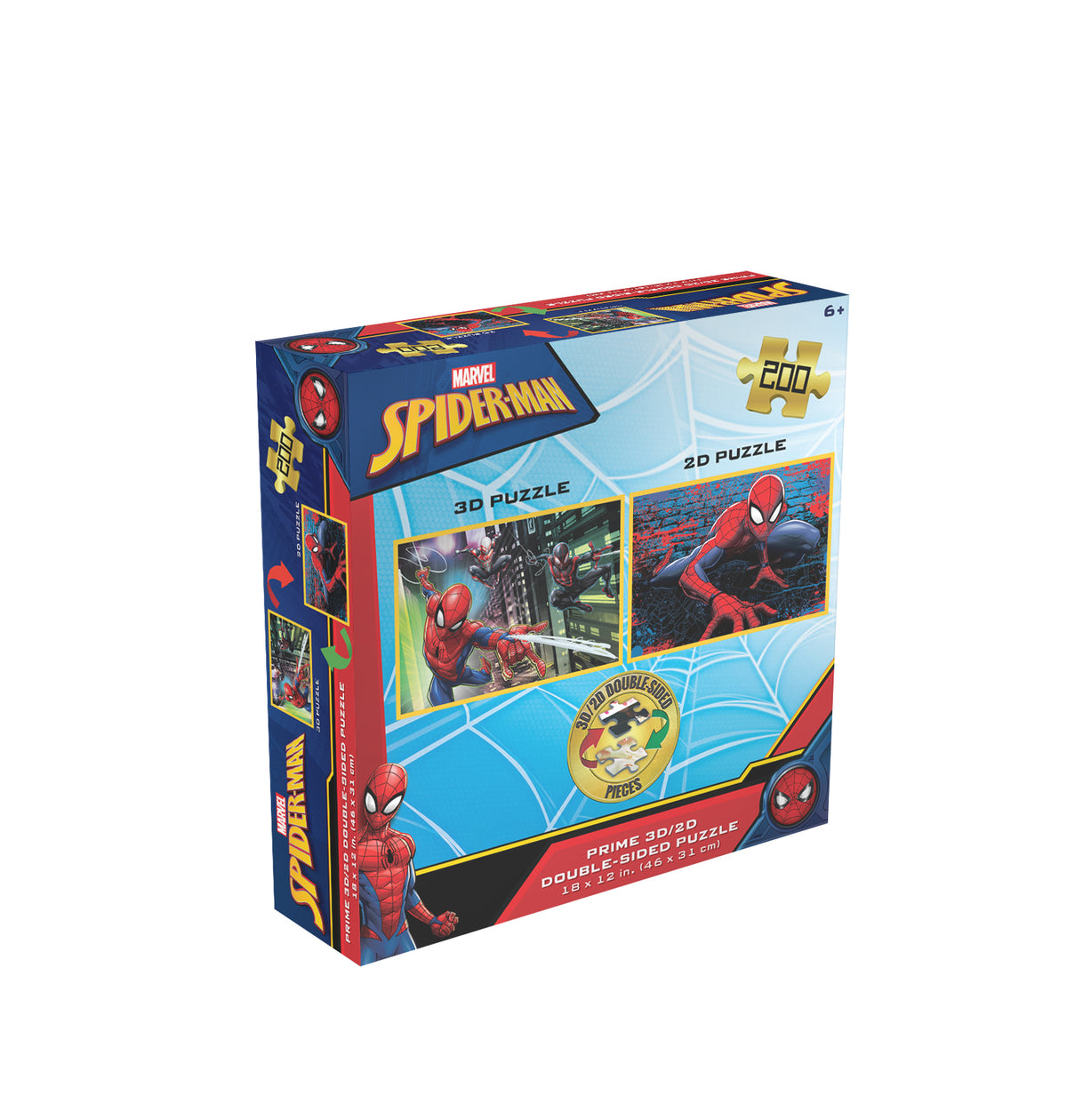Puzzle 3D lenticulaire Marvel Spider-Man 3D/2D de 200 pièces pour enfants | Petit héros, grande toile | 30 x 46 cm | 37552