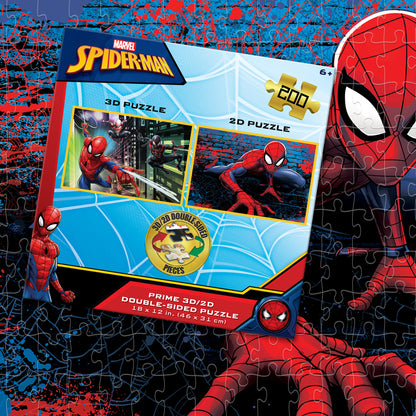 Puzzle 3D lenticulaire Marvel Spider-Man 3D/2D de 200 pièces pour enfants | Petit héros, grande toile | 30 x 46 cm | 37552