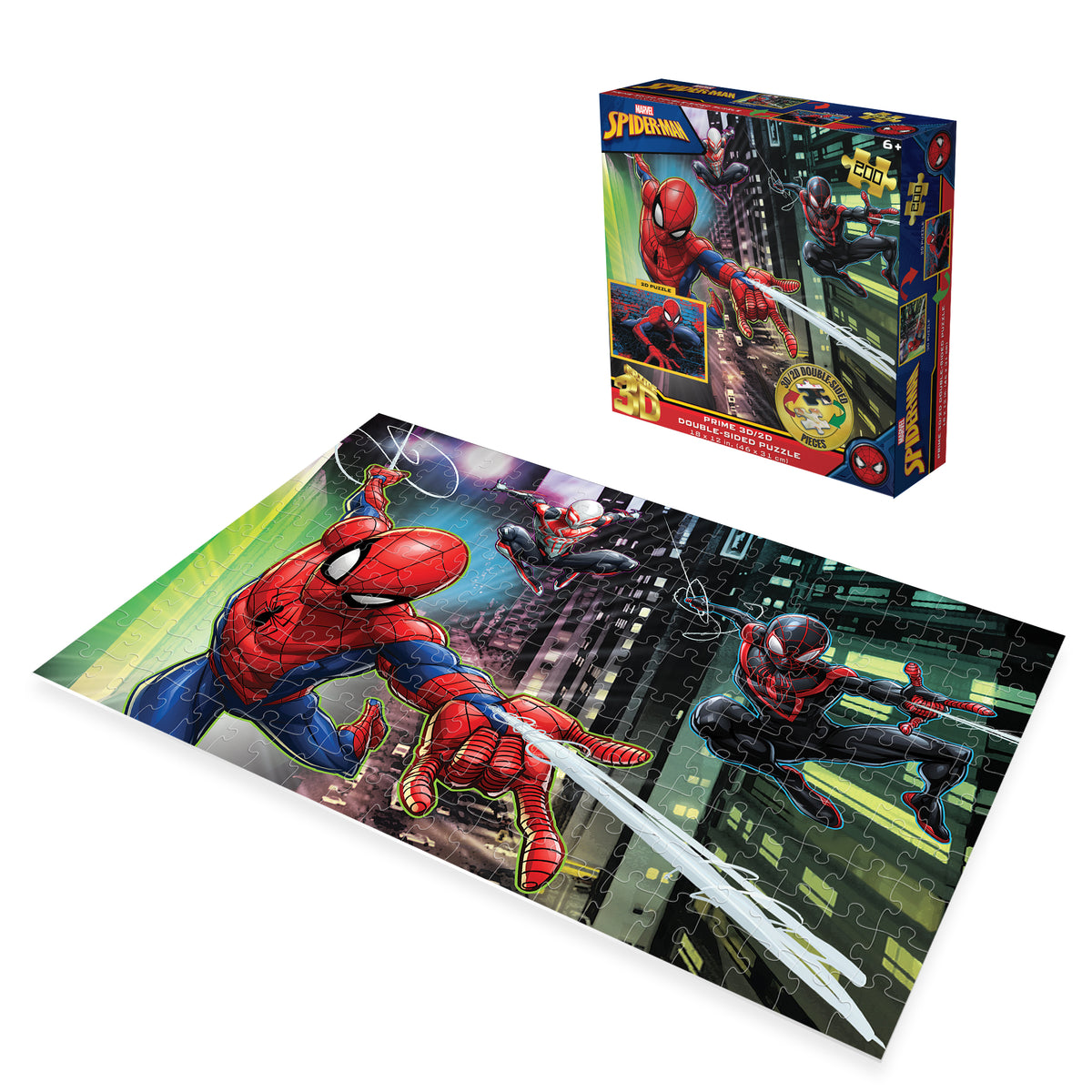 Puzzle 3D lenticulaire Marvel Spider-Man 3D/2D de 200 pièces pour enfants | Petit héros, grande toile | 30 x 46 cm | 37552
