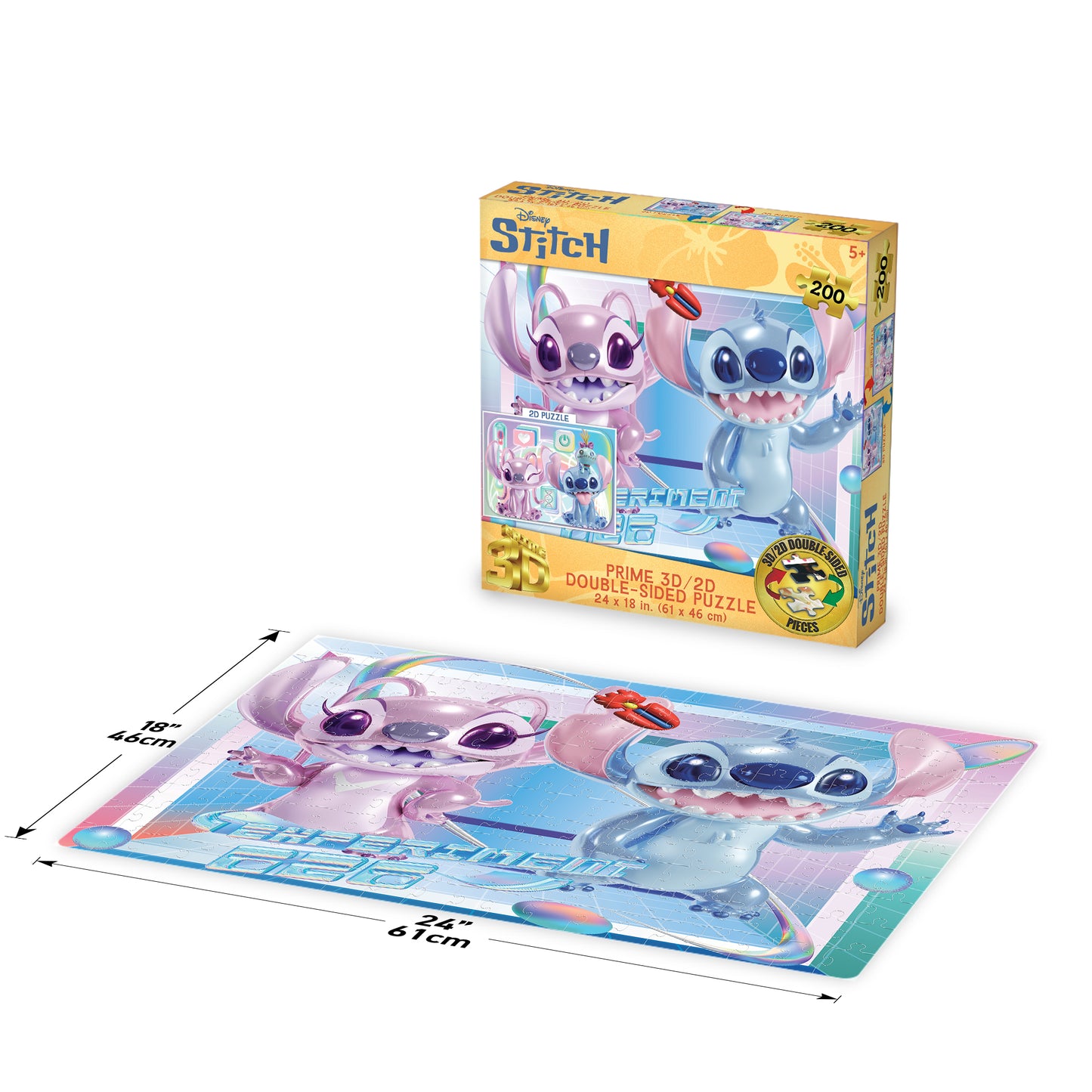 3D/2D Disney Stitch 500pc | Prime 3D Lenticular Puzzle | 24x18" | 37619