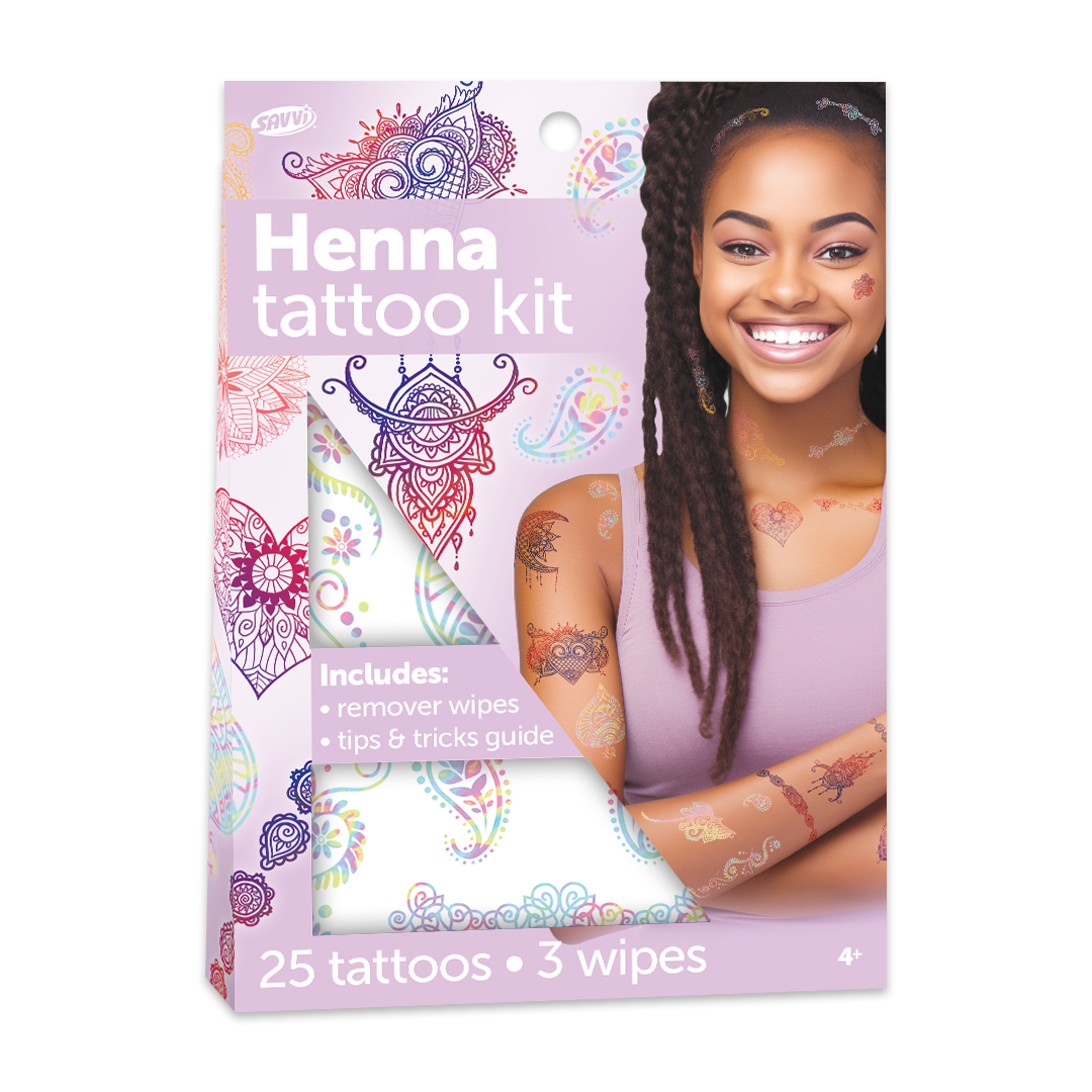 33419 | Savvi Temporary Tattoos - Henna Tattoo Gable Box