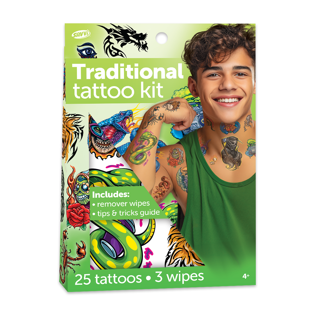 33423 | Savvi Temporary Tattoos - Traditional Tattoo Mania Tattoo Gable Box