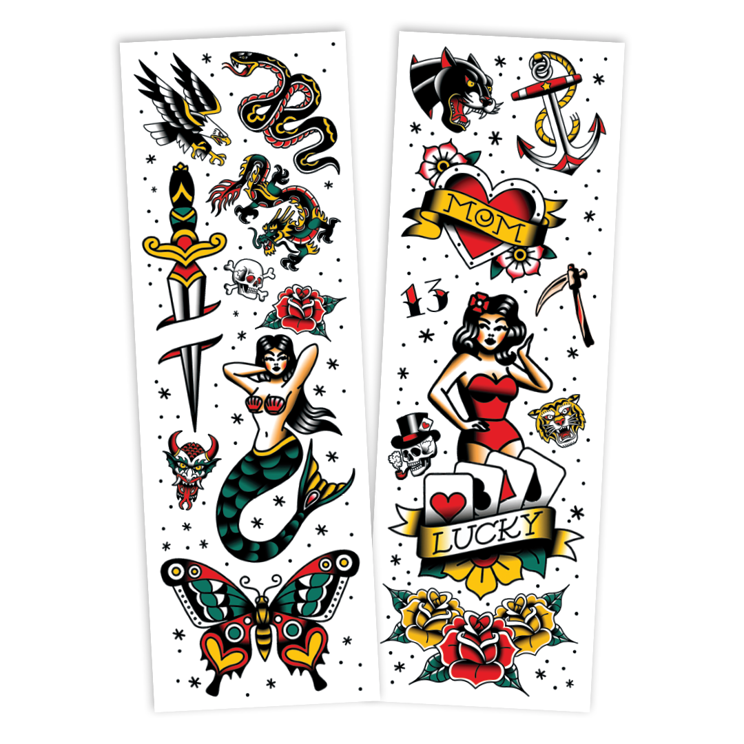 35099 | Savvi Temporary Tattoos - American Traditional Flash Tattoo Pouch