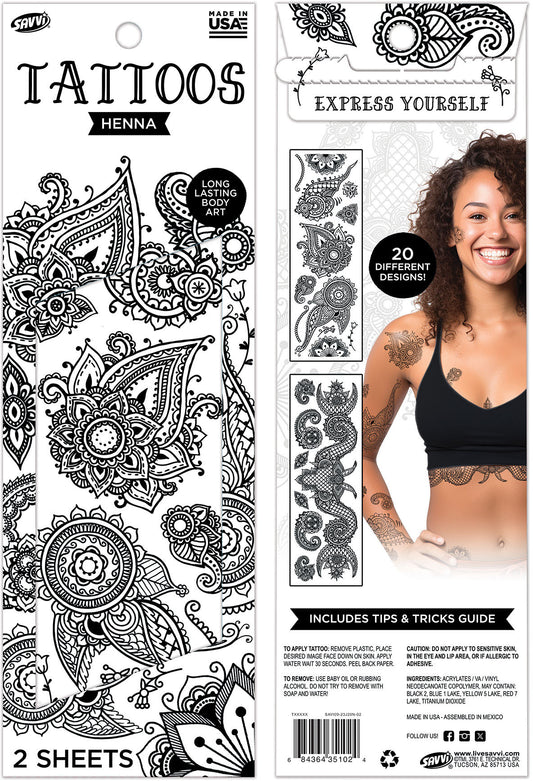 35101 | Savvi Temporary Tattoos - Henna Flash Tattoo Pouch