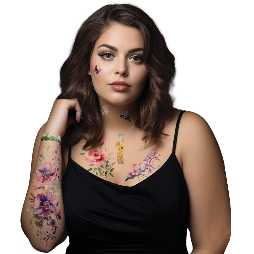 35105 | Savvi Temporary Tattoos - Watercolor Flash Tattoo Pouch