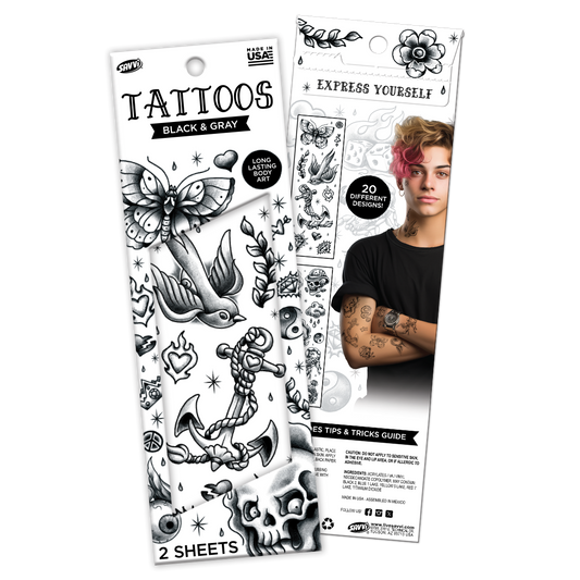 35107 | Savvi Temporary Tattoos - Black and Gray Flash Tattoo Pouch