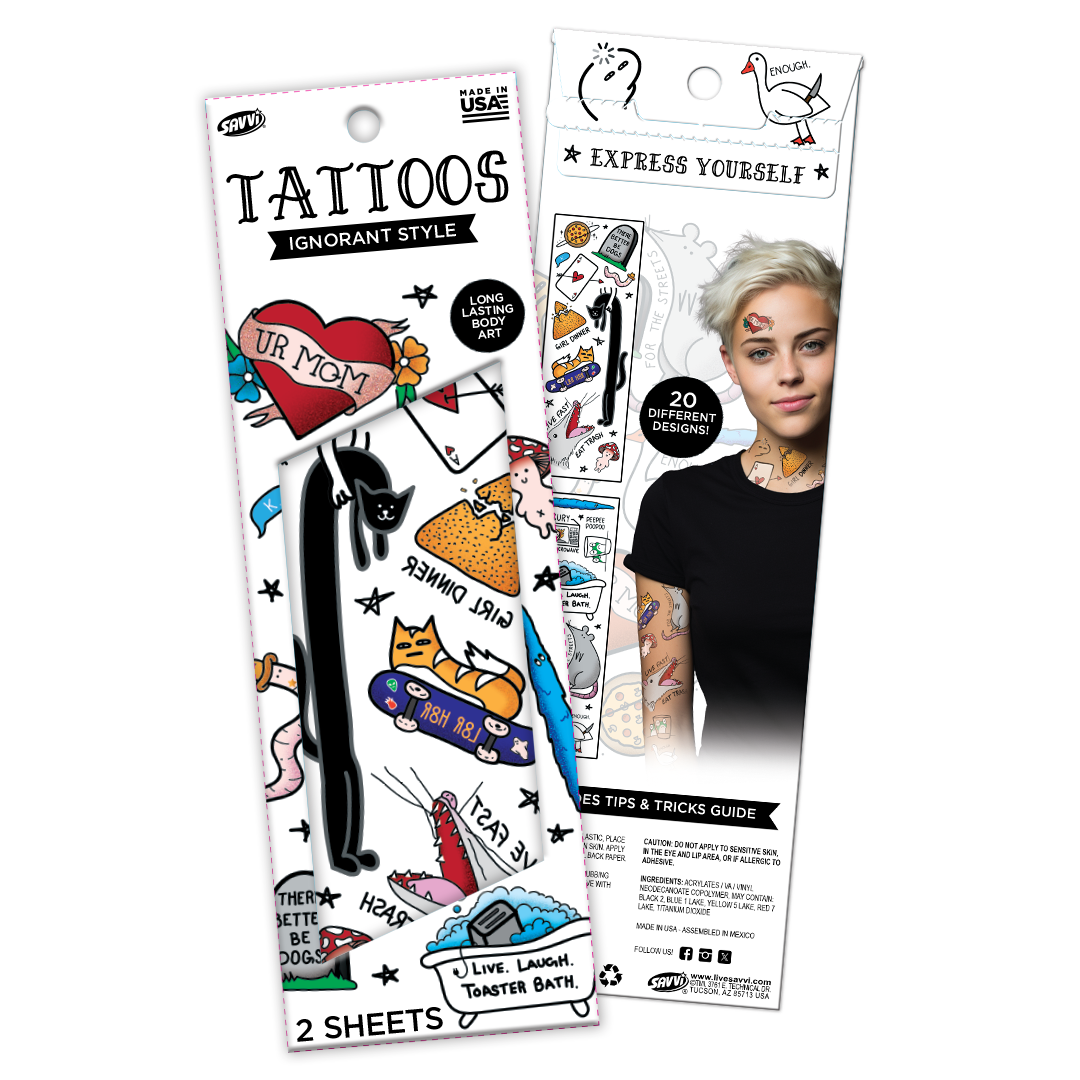 35109 | Savvi Temporary Tattoos - Ignorant Flash Tattoo Pouch