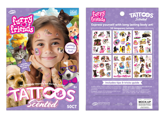 35122 | Savvi Temporary Tattoos - Furry Friends Scented Tattoo Pouch