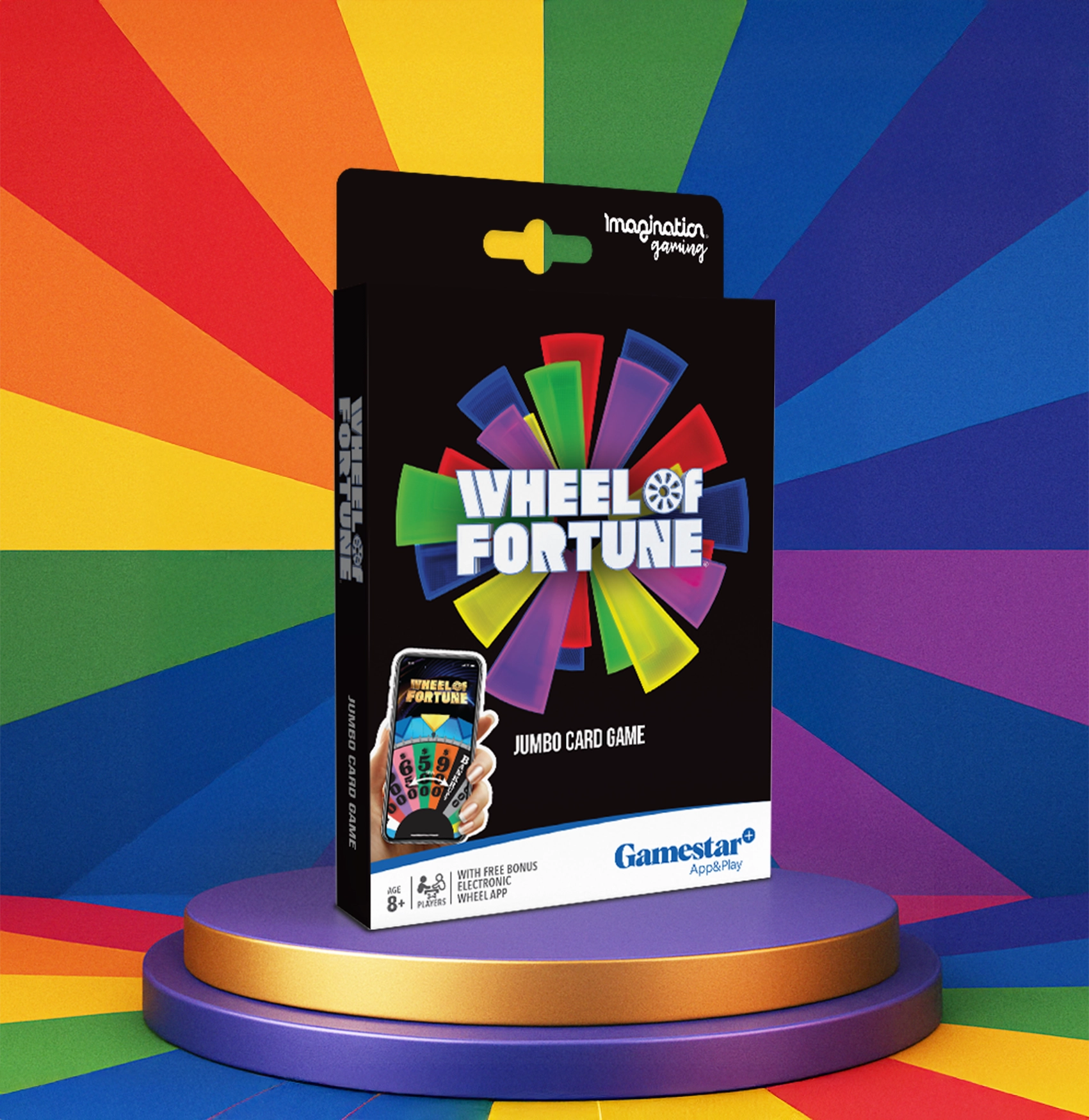 Wheel of Fortune Jumbo Card Game – Deluxe Party Game for 3–4 Players
