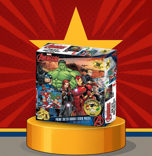 Avengers Puzzle – 200 Piece 3D/2D Marvel Jigsaw for Kids (12"x18")