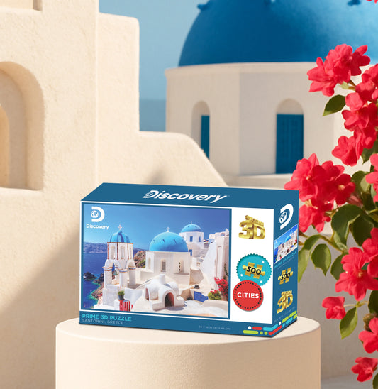 Santorini Greece 3D Jigsaw Puzzle – 500 Piece Travel Puzzle | Prime3D | 24x18" | 1Di Canada