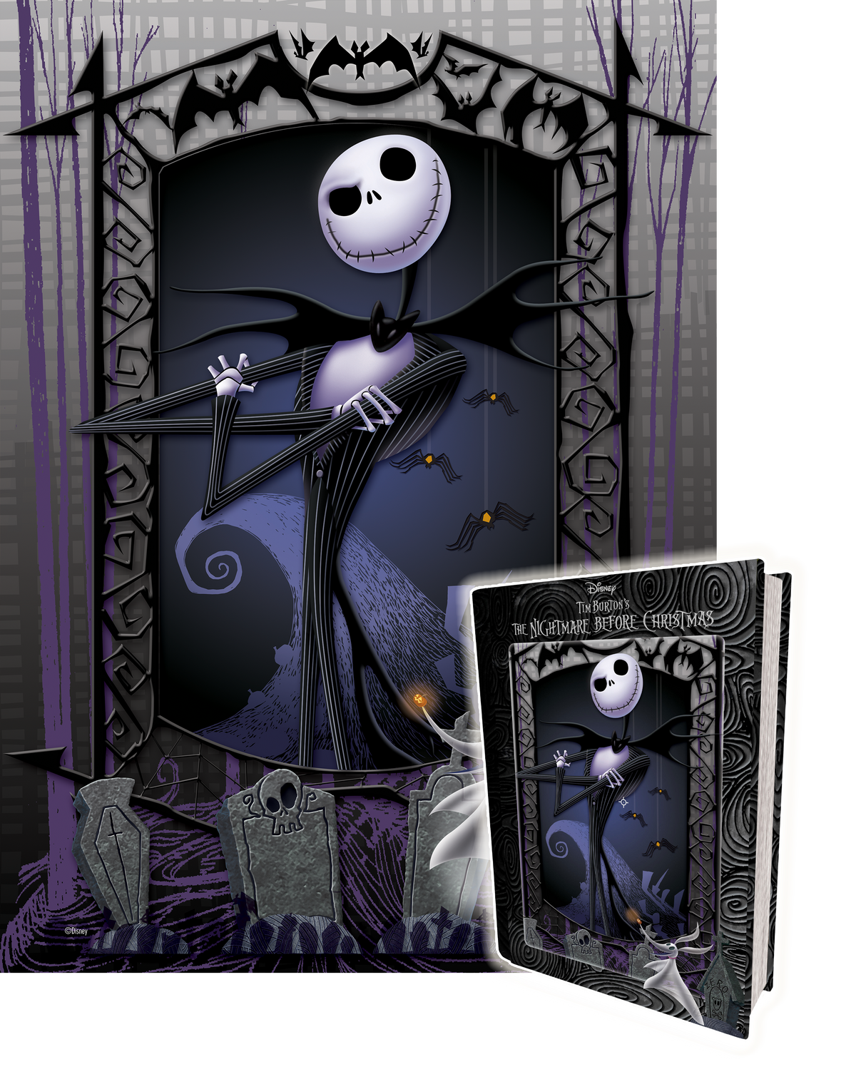Coffret métallique avec puzzle 3D/2D Disney L'Étrange Noël de monsieur Jack (200 pièces, 45,7 cm × 30,5 cm) | Bienvenue à Halloween Town. | 35558